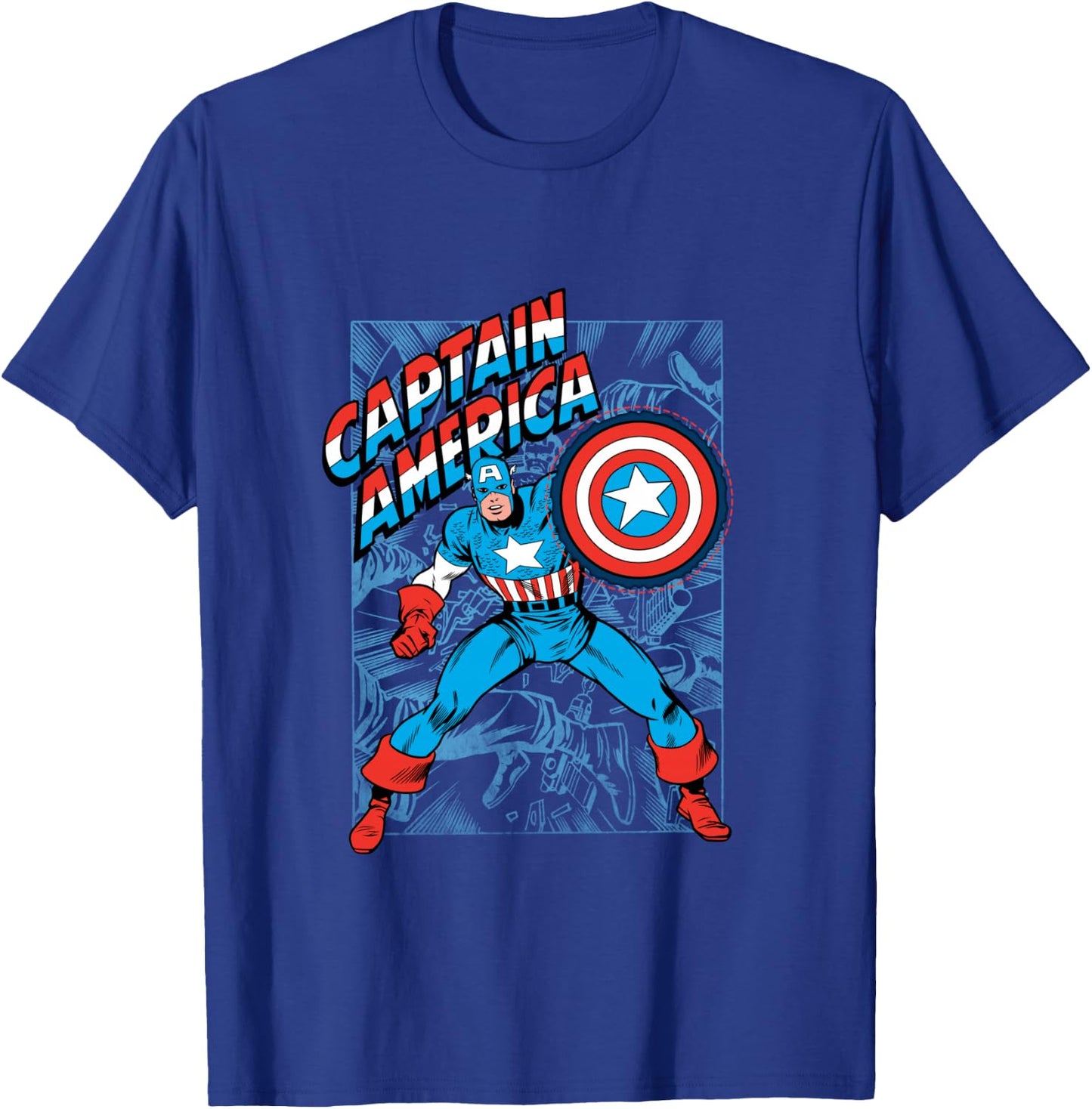 Marvel Comics Retro Classic Captain America Comic Book Cover T-Shirt - T-Shirt | Royal