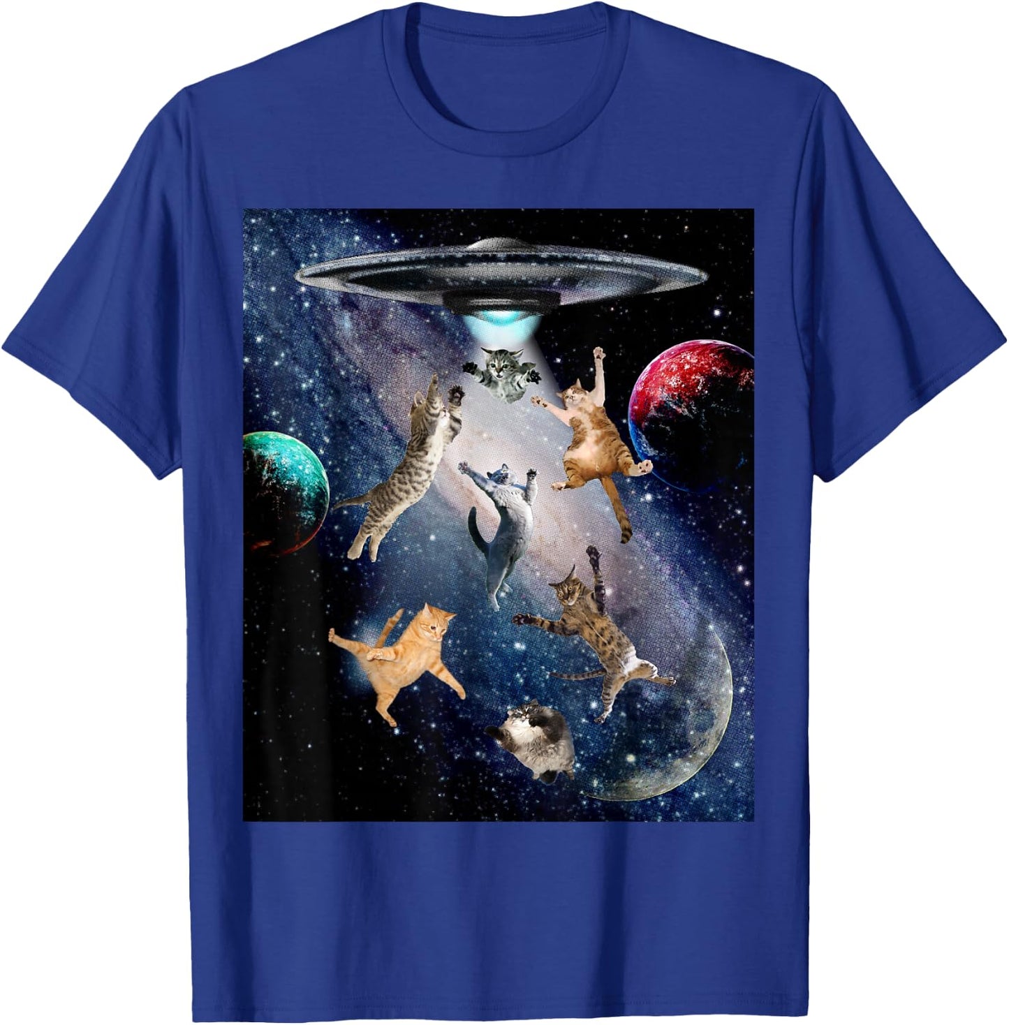 UFO Cats for Adults Galaxy Cats Cute Cat Lover T-Shirt - T-Shirt | Royal