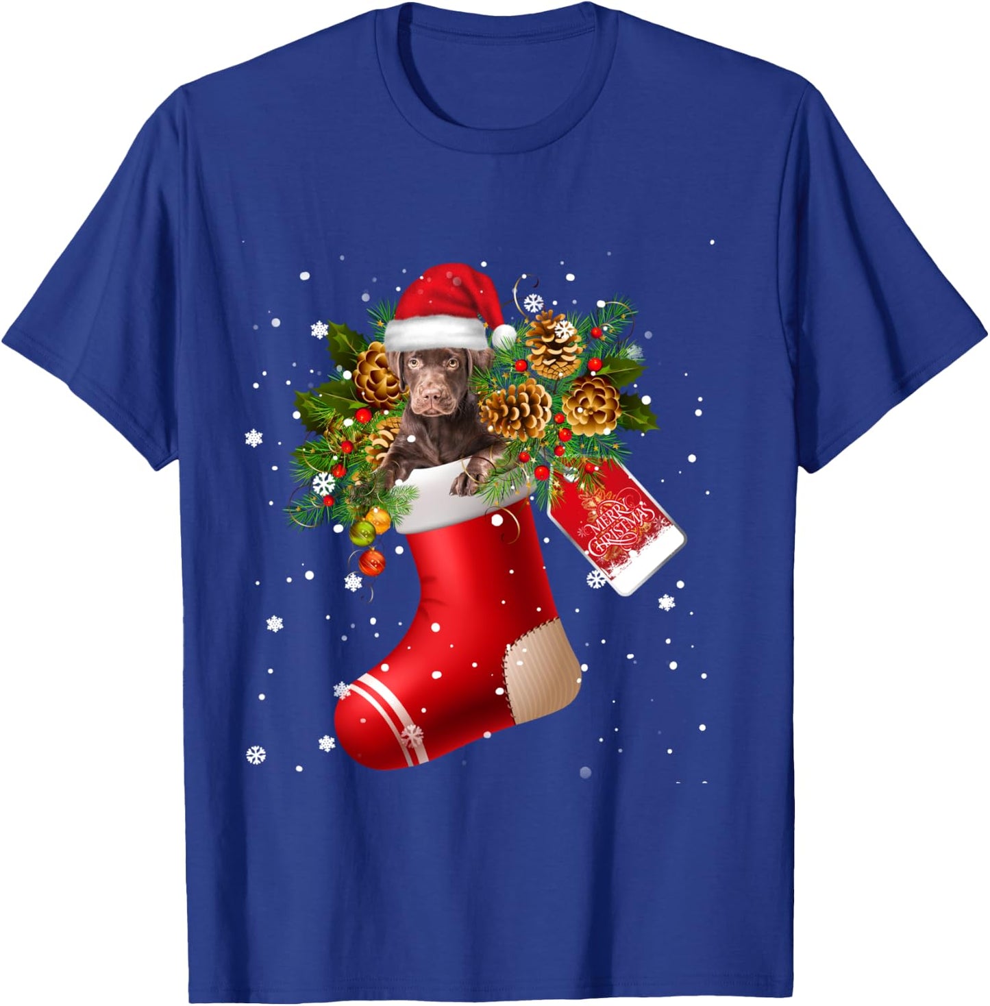 Santa Chocolate Labrador In Christmas Sock Pajama T-Shirt - T-Shirt | Royal