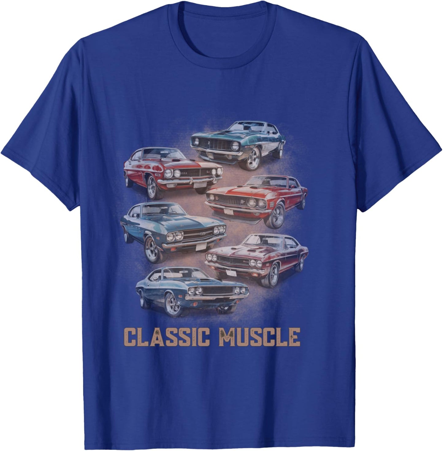American Car Classic Muscle Car Vintage Novelty Retro Design T-Shirt - T-Shirt | Royal