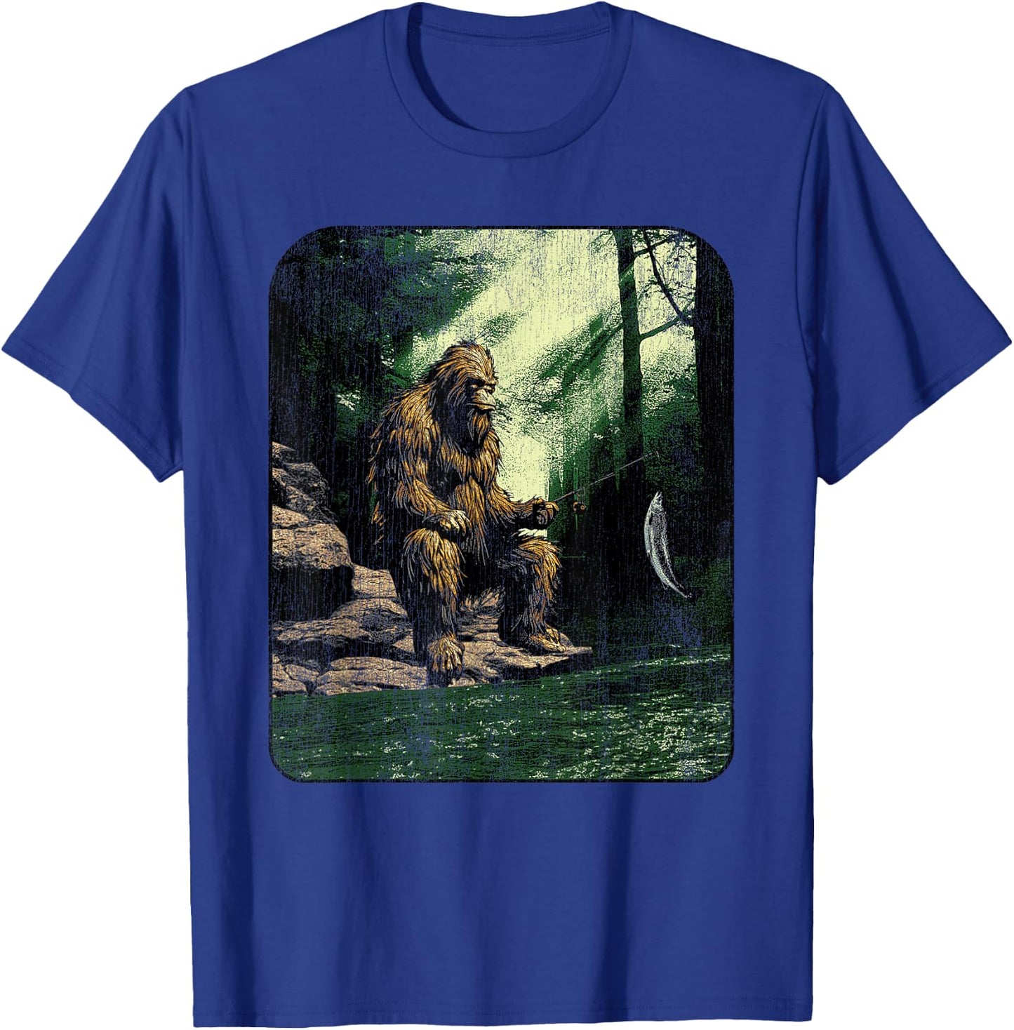 Big foot fishing, cool fishing fisher men T-Shirt - T-Shirt | Royal