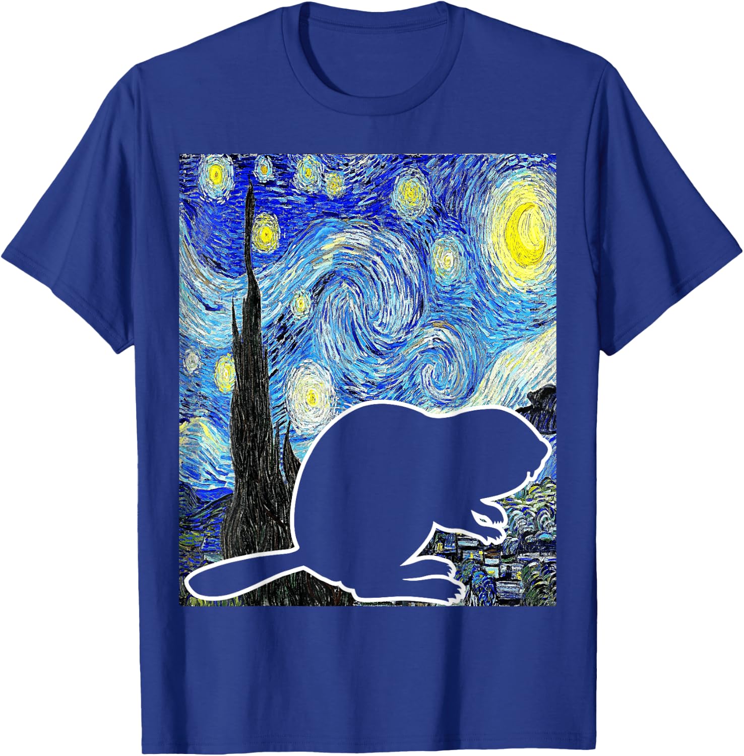 Beaver Starry Night Beaver Lover Van Gogh Beaver T-Shirt - T-Shirt | Royal