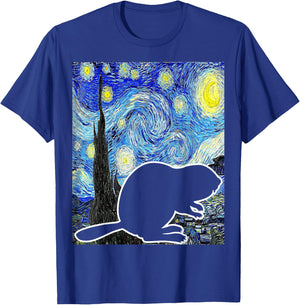 Beaver Starry Night Beaver Lover Van Gogh Beaver T-Shirt - T-Shirt | Royal