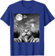 Funny Alien Cat Selfie with UFOs Gift Men Women Kids T-Shirt - T-Shirt | Royal