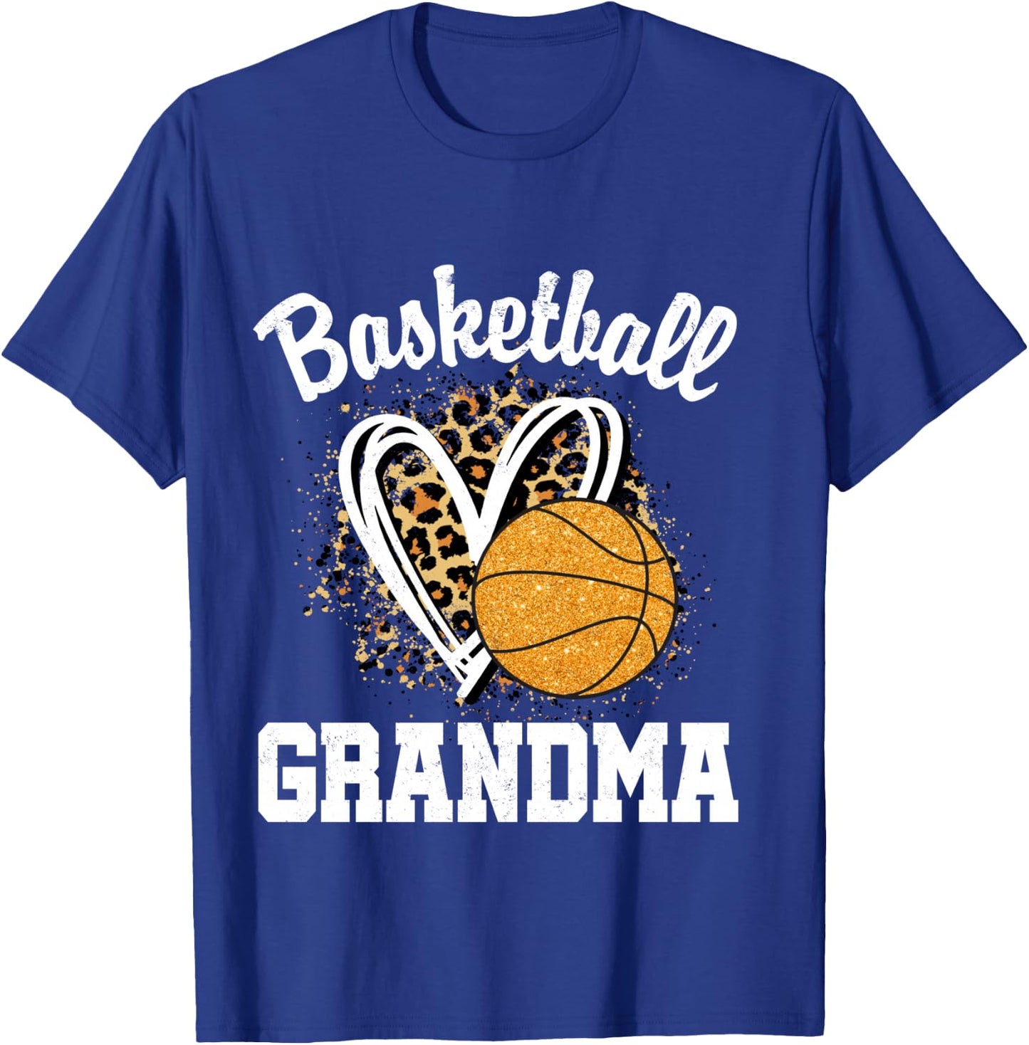 Basketball Grandma Leopard Heart T-Shirt - T-Shirt | Royal