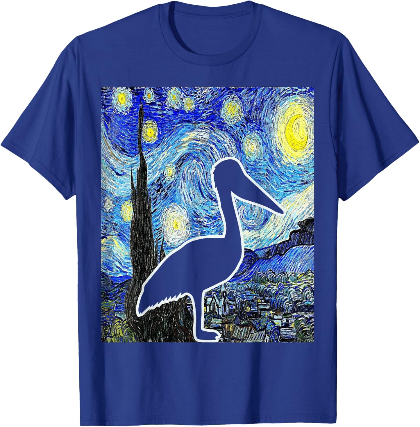 Pelican Starry Night Pelican Lover Pelican Birdwatching T-Shirt - T-Shirt | Royal