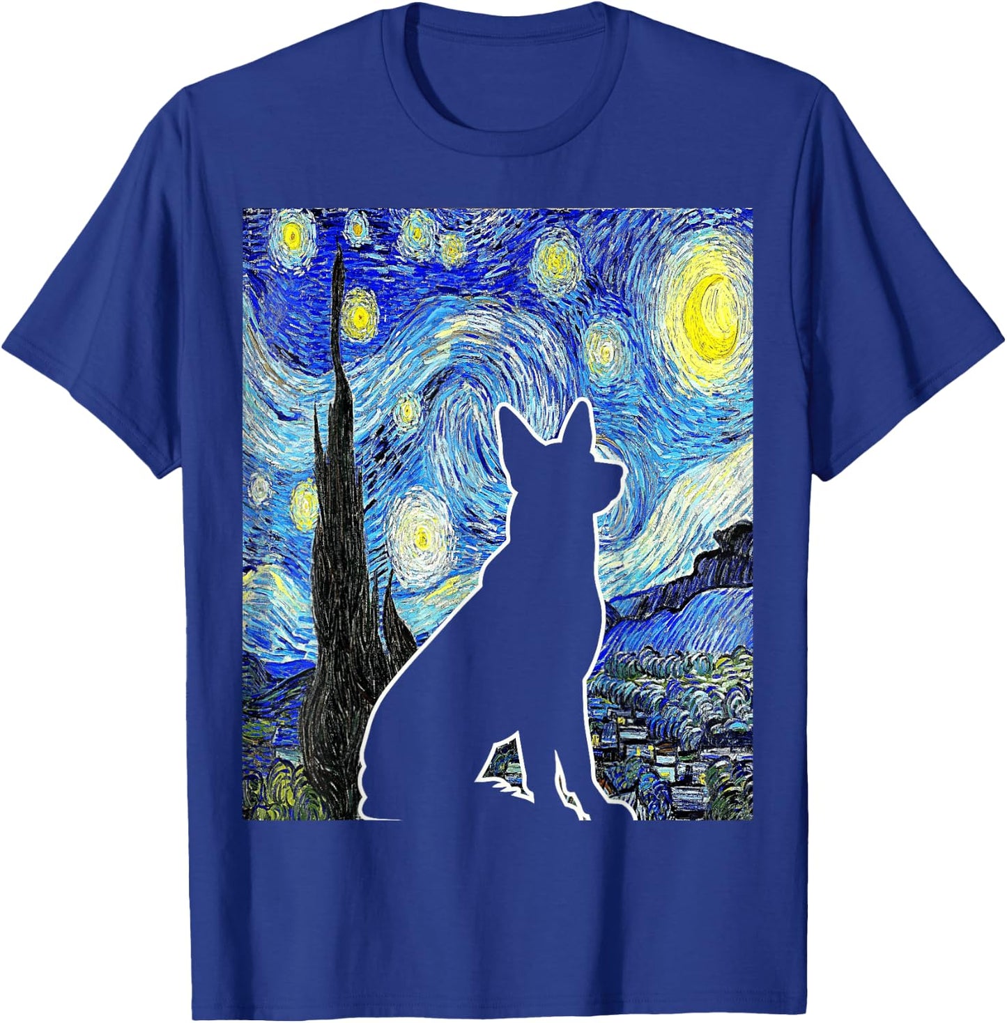 Dog Starry Night Van Gogh Funny Dog Lover T-Shirt - T-Shirt | Royal