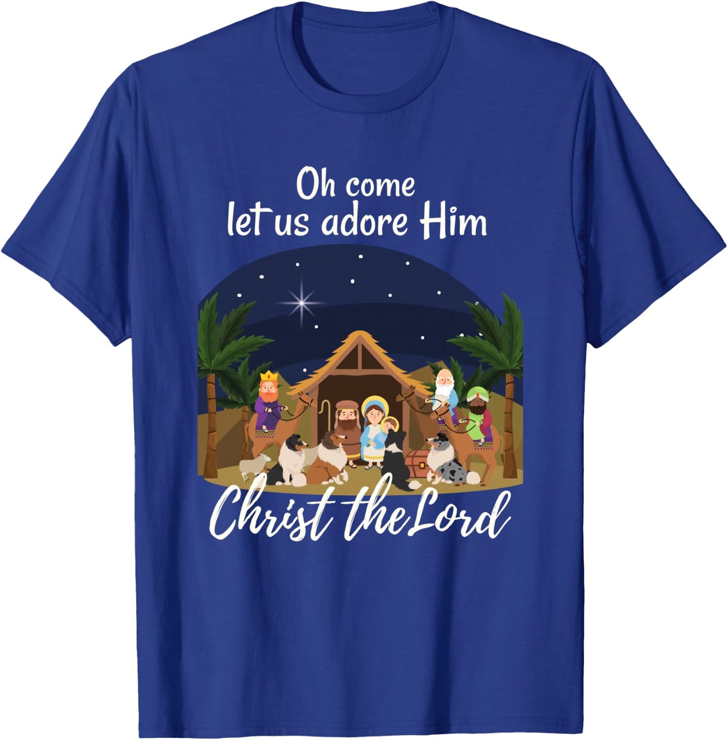 Sheltie Christmas Adorable Nativity with Shelties T-Shirt - T-Shirt | Royal