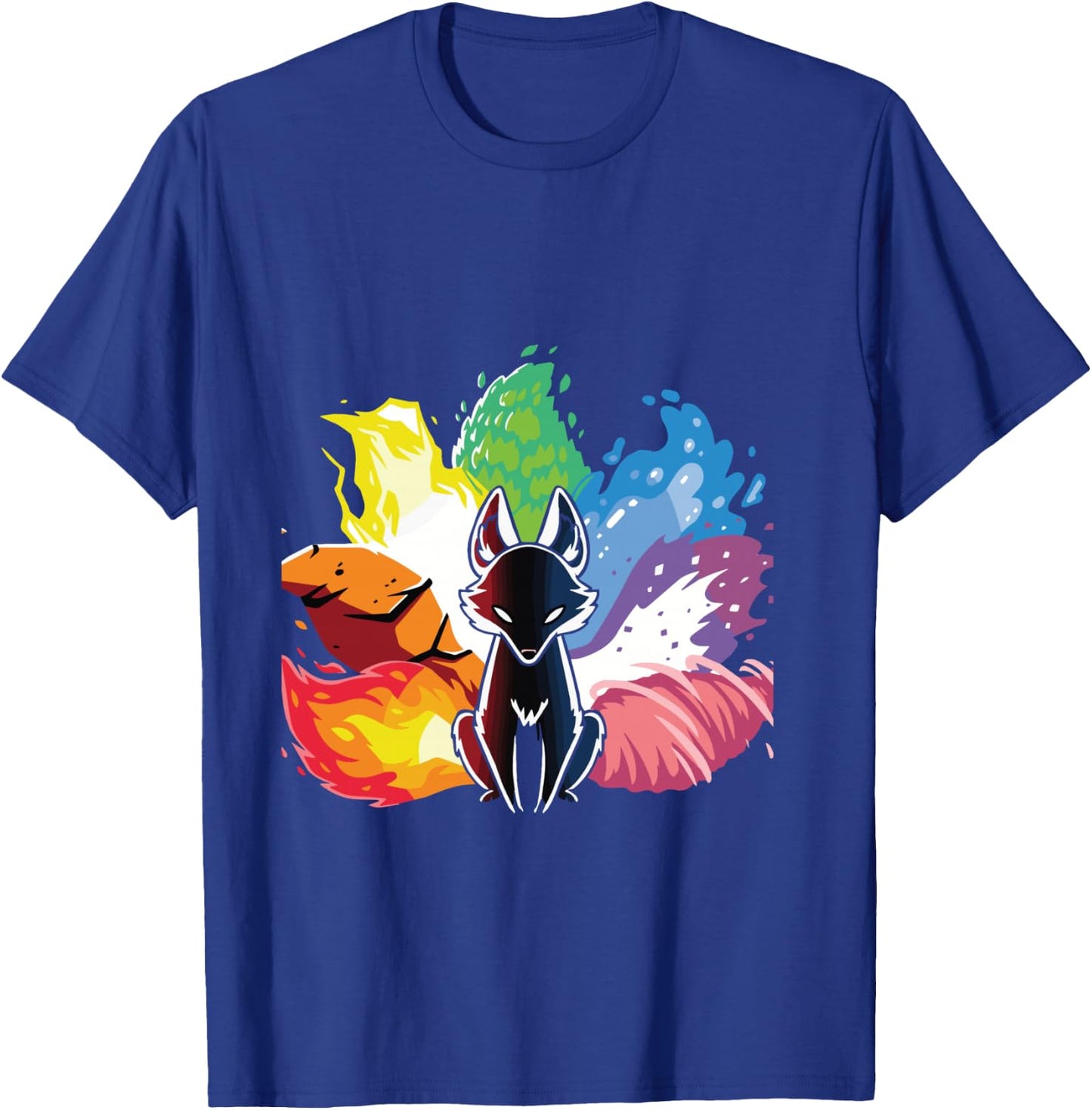 Kitsune Nine Tail Rainbow Fox T-Shirt - T-Shirt | Royal