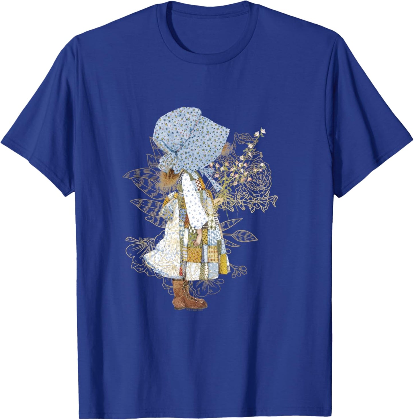 Holly Hobbie County Girl Holding Flowers Sweet Vintage T-Shirt - T-Shirt | Royal