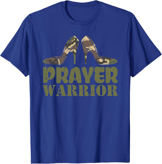 Camo Heels Prayer Warrior Faith God Jesus Christian Women T-Shirt - T-Shirt | Royal