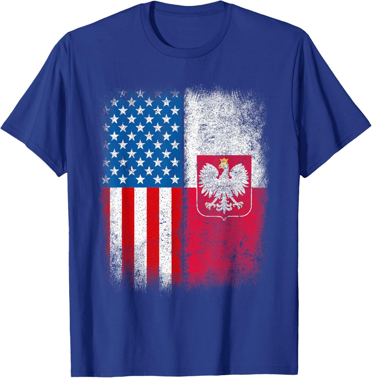 Polish American Flag Half Poland USA Us Polska Eagle Emblem T-Shirt - T-Shirt | Royal
