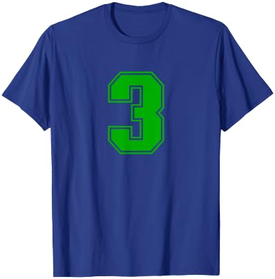 Number #3 Green Sports Fan Jersey Number T-Shirt - T-Shirt | Royal