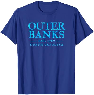 Outer Banks NC OBX Colorful Text Retro Preppy Throwback T-Shirt - T-Shirt | Royal