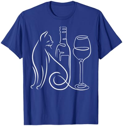 Elegant Line Art Cat with Minimalist Style T-Shirt - T-Shirt | Royal