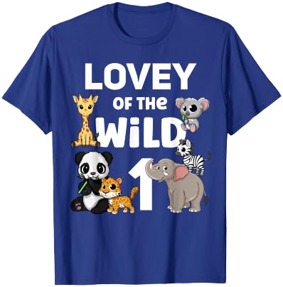 Lovey of the Wild One Zoo 1st Birthday Party Safari Jungle T-Shirt - T-Shirt | Royal