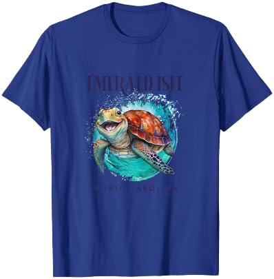 Emerald Isle North Carolina Watercolor Happy Sea Turtle T-Shirt - T-Shirt | Royal