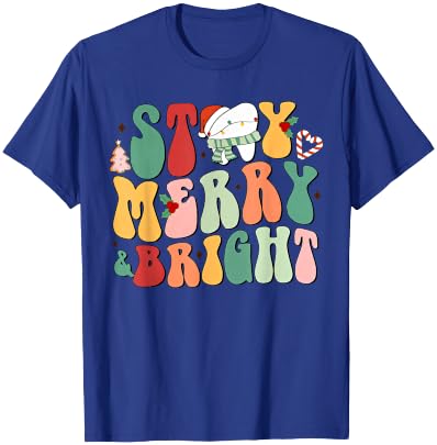 Stay Merry And Bright Christmas Tooth Dental Hygienist Xmas T-Shirt - T-Shirt | Royal