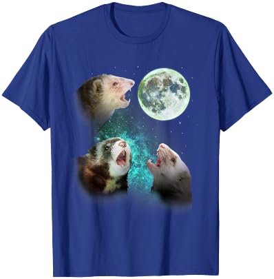 Three Ferrets Howl At Moon 3 Wolfs Wolves - Funny Parody T-Shirt - T-Shirt | Royal