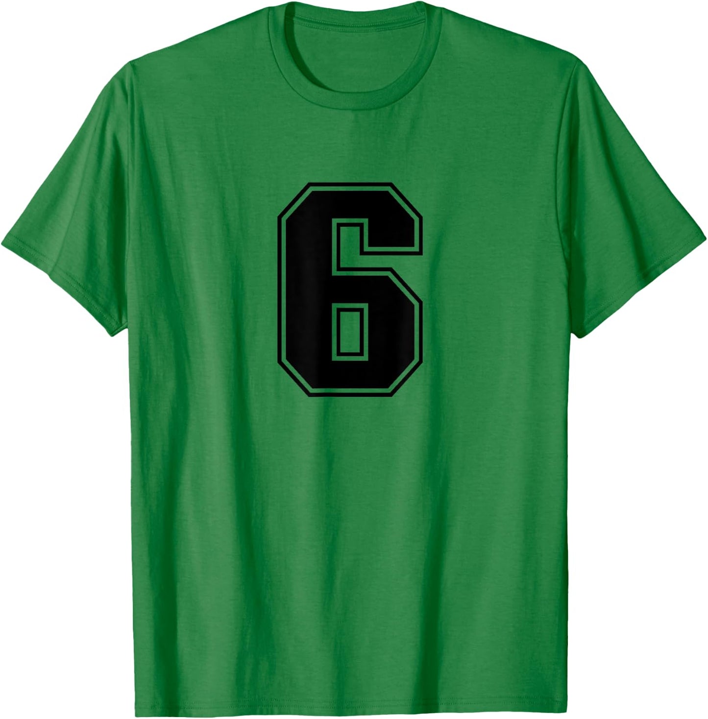 Number #6 Black Sports Fan Jersey Number T-Shirt - T-Shirt | Irish Green