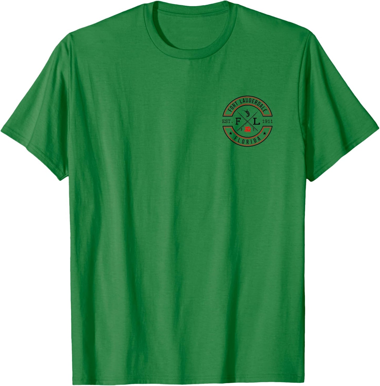 Fort Lauderdale Florida FL Retro Surfer Beach Front & Back Men Women T-Shirt - T-Shirt | Irish Green