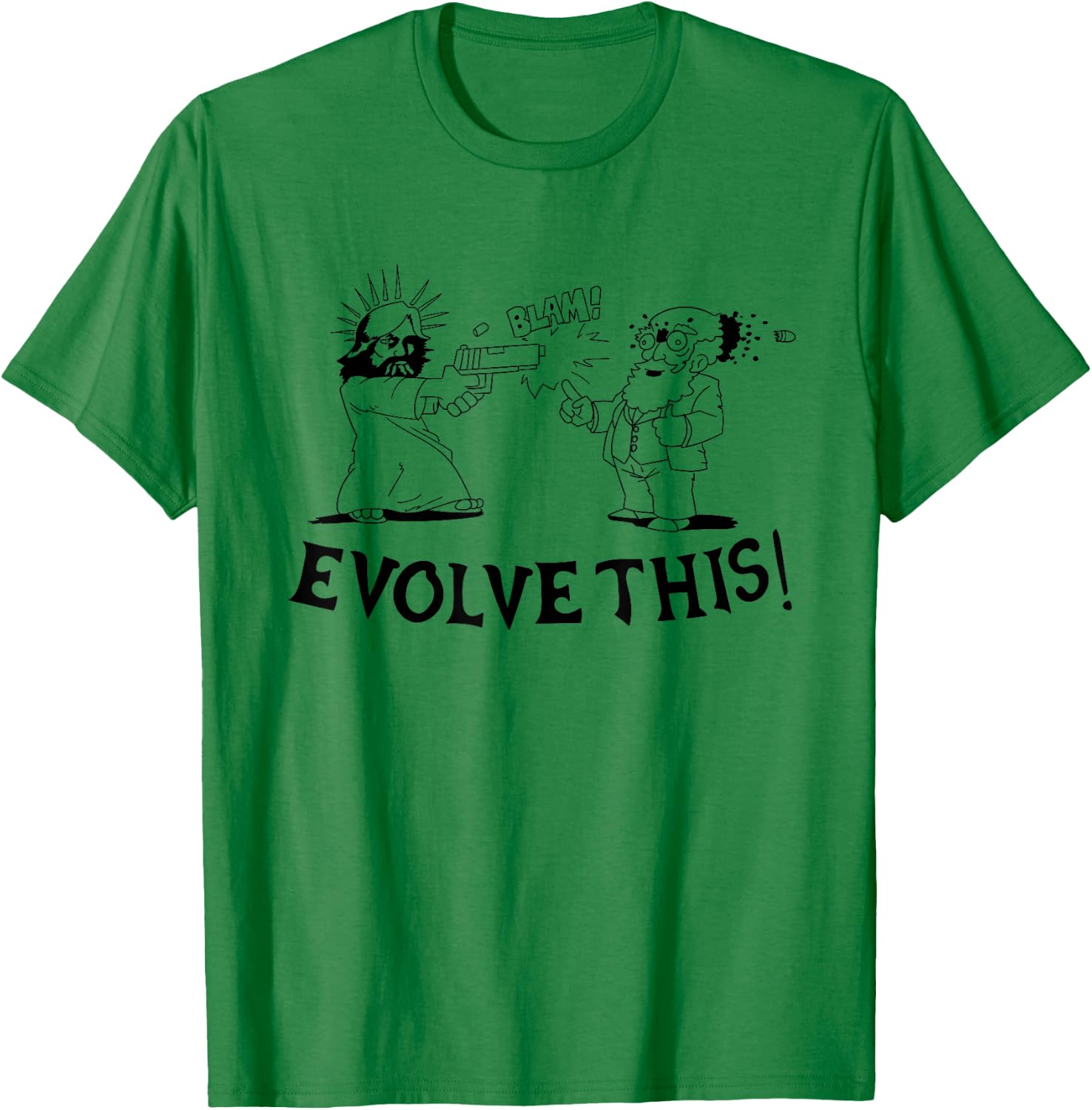 Evolve This - Jesus and Darwin T-Shirt - T-Shirt | Irish Green