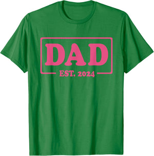 Dad Est. 2024 Classic Style Pink T-Shirt - T-Shirt | Irish Green