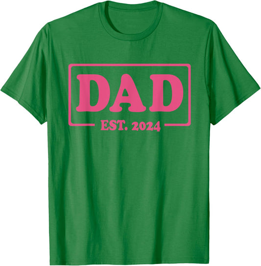 Dad Est. 2024 Classic Style Pink T-Shirt - T-Shirt | Irish Green