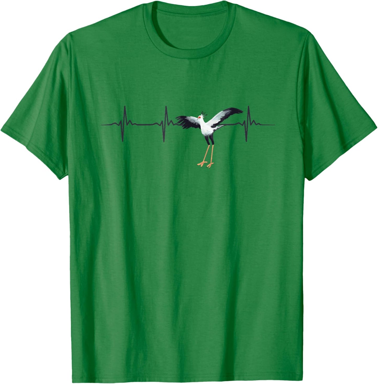 Secretary Bird Heartbeat Outfit Birding Lover T-Shirt - T-Shirt | Irish Green