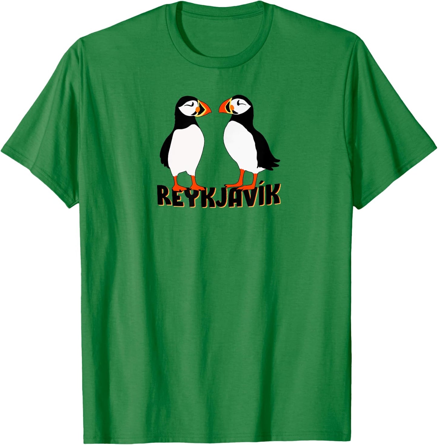 Two Cute puffins from Reykjavík Iceland T-Shirt - T-Shirt | Irish Green