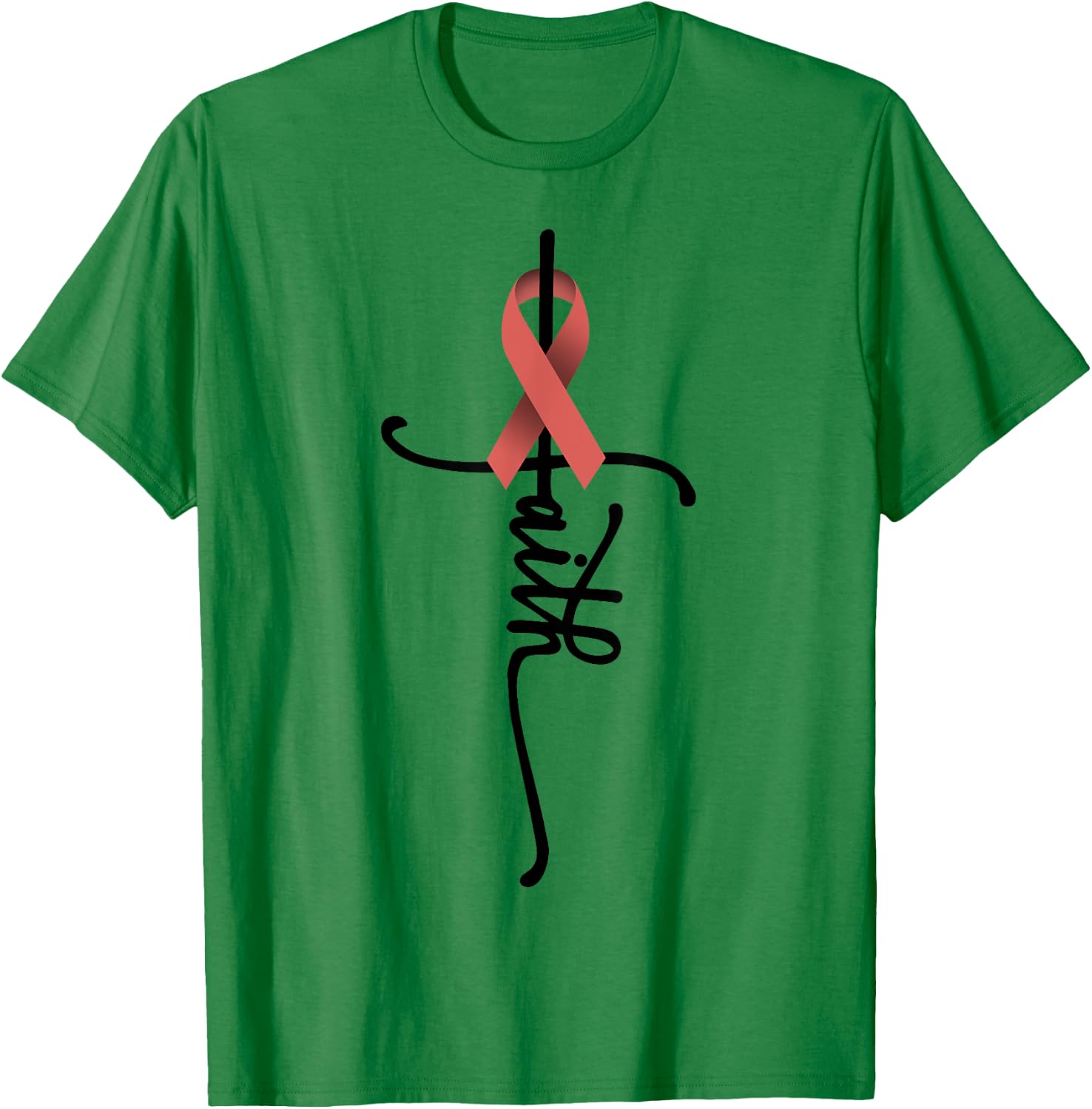 Uterine Cancer Faith Endometrial Cancer Awareness Support T-Shirt - T-Shirt | Irish Green