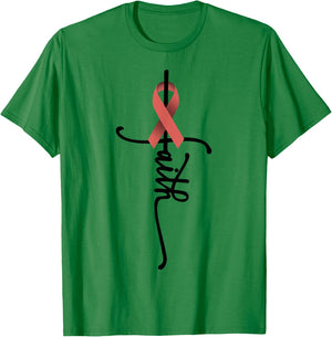 Uterine Cancer Faith Endometrial Cancer Awareness Support T-Shirt - T-Shirt | Irish Green
