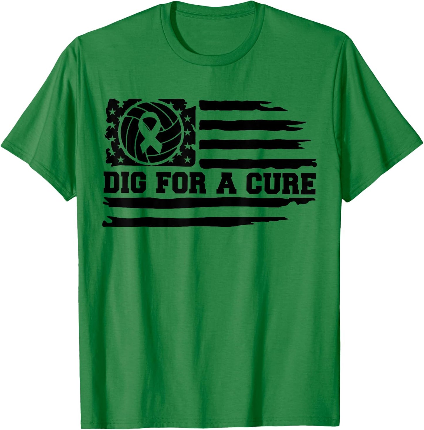 Dig For A Cure Breast Cancer Volleyball Pink American Flag Kids Men T-Shirt - T-Shirt | Irish Green