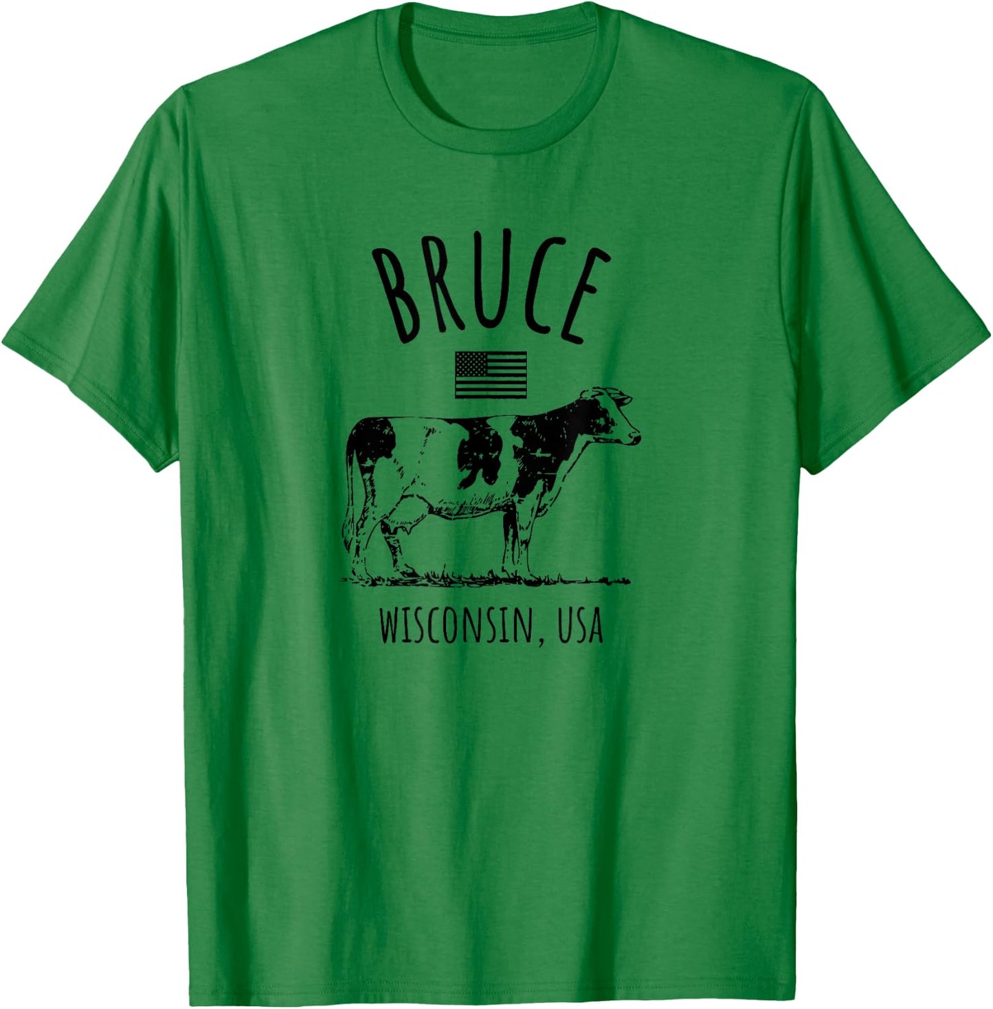 Bruce Wisconsin USA Retro Cow Vintage Style Design T-Shirt - T-Shirt | Irish Green
