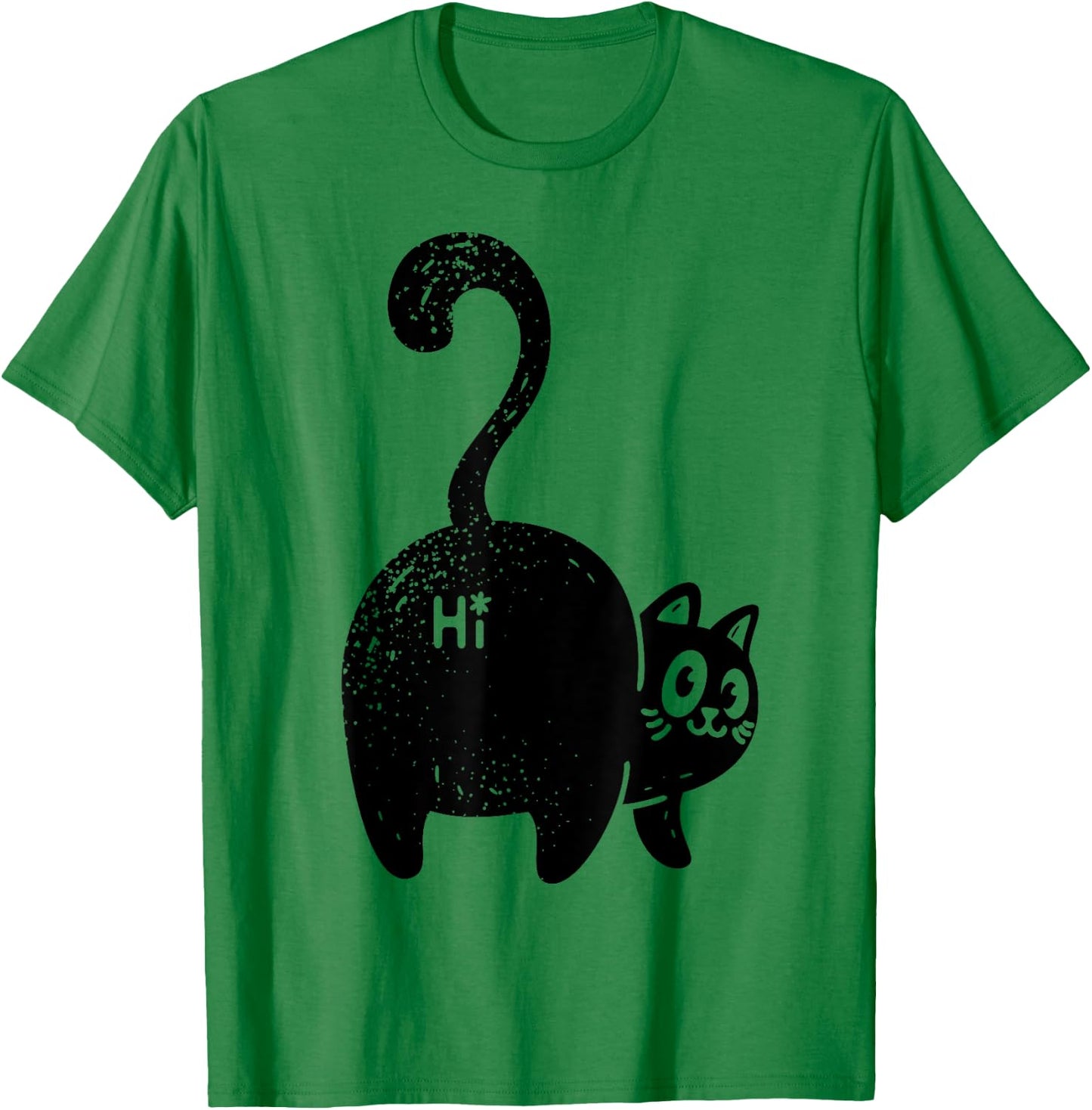 Funny Hello Black Cat Butt Gift Cat Lovers Men Women Girls Kids T-Shirt - T-Shirt | Irish Green