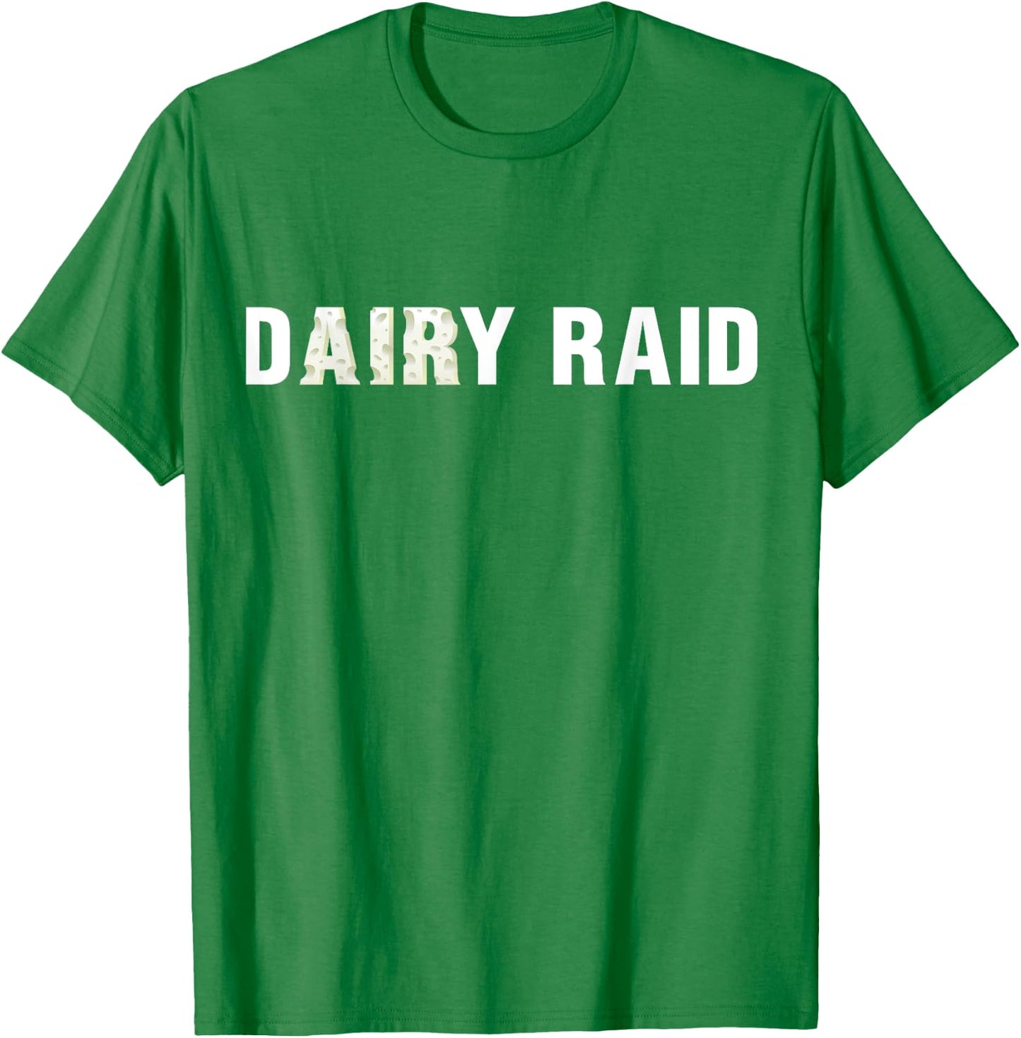 Dairy Raid Wisconsin Football White Cheese Text T-Shirt - T-Shirt | Irish Green