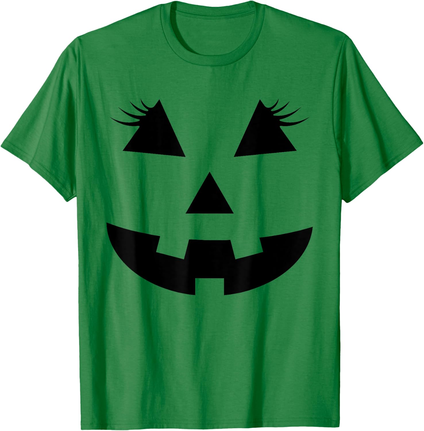 Jack O Lantern Face Pumpkin Eyelashes Hallowen Costume Funny T-Shirt - T-Shirt | Irish Green