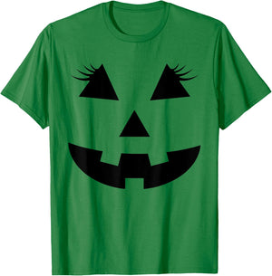 Jack O Lantern Face Pumpkin Eyelashes Hallowen Costume Funny T-Shirt - T-Shirt | Irish Green