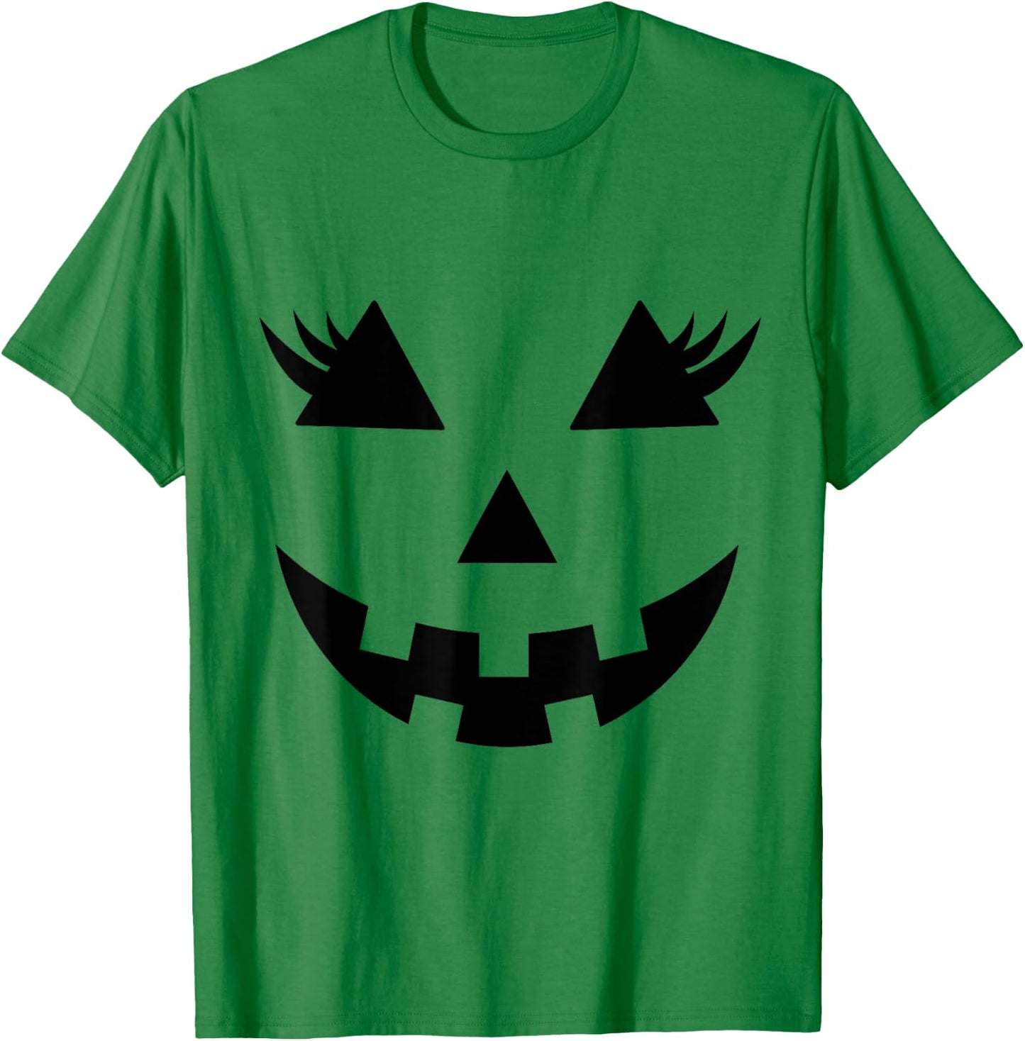 Jack O Lantern Face Pumpkin Eyelashes Hallowen Funny Costume T-Shirt - T-Shirt | Irish Green