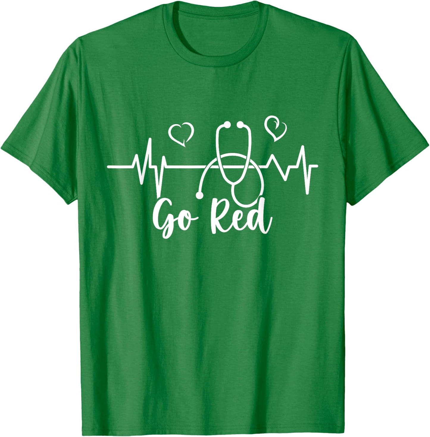Heart Disease Awareness We Wear Red In February Go Red Heart T-Shirt - T-Shirt | Irish Green