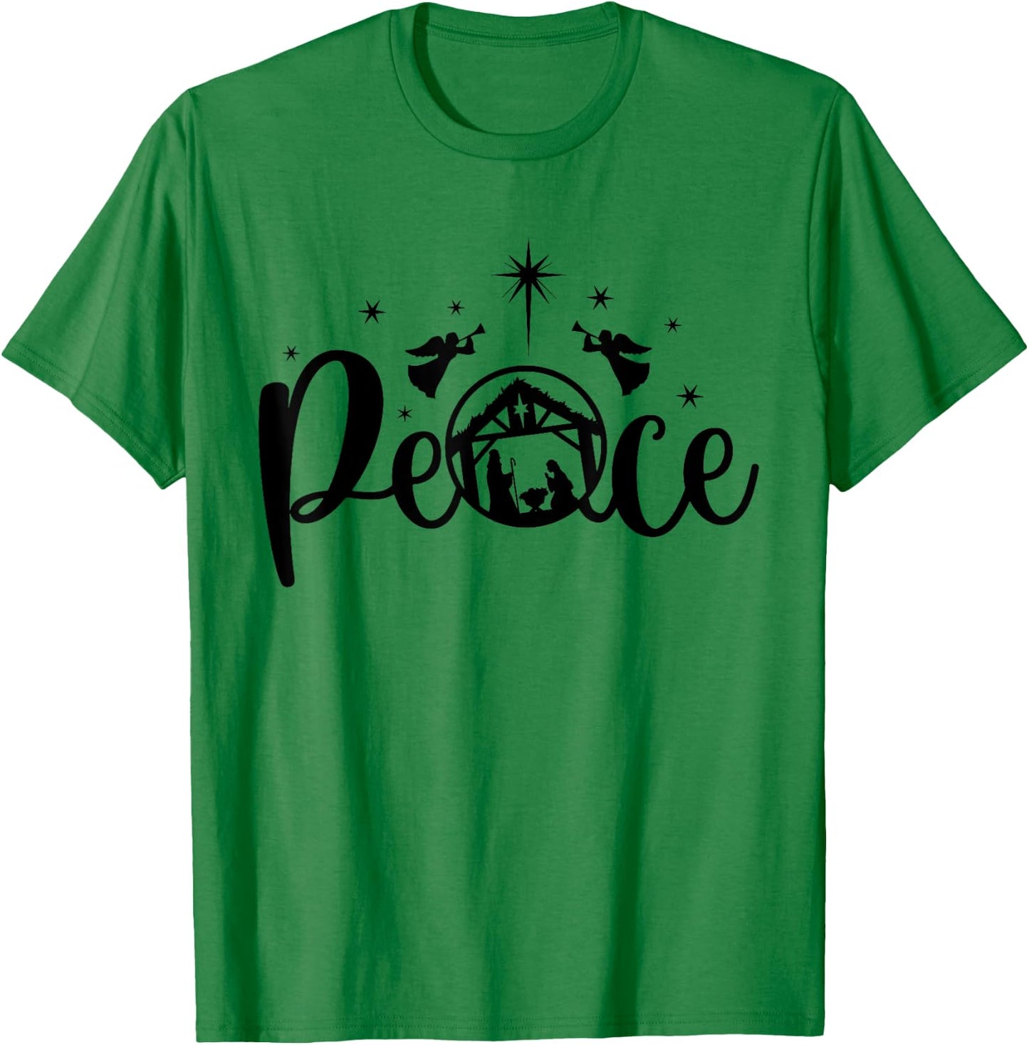 Peace Jesus Christian Christmas Nativity Scene XMAS Faith T-Shirt - T-Shirt | Irish Green