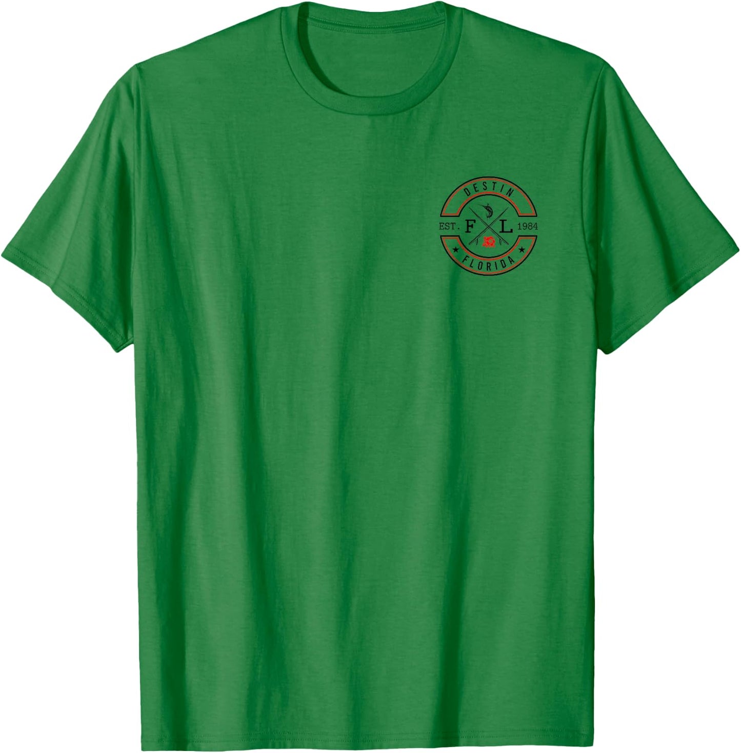 Destin Florida FL Retro Surfer Beach Front & Back T-Shirt - T-Shirt | Irish Green