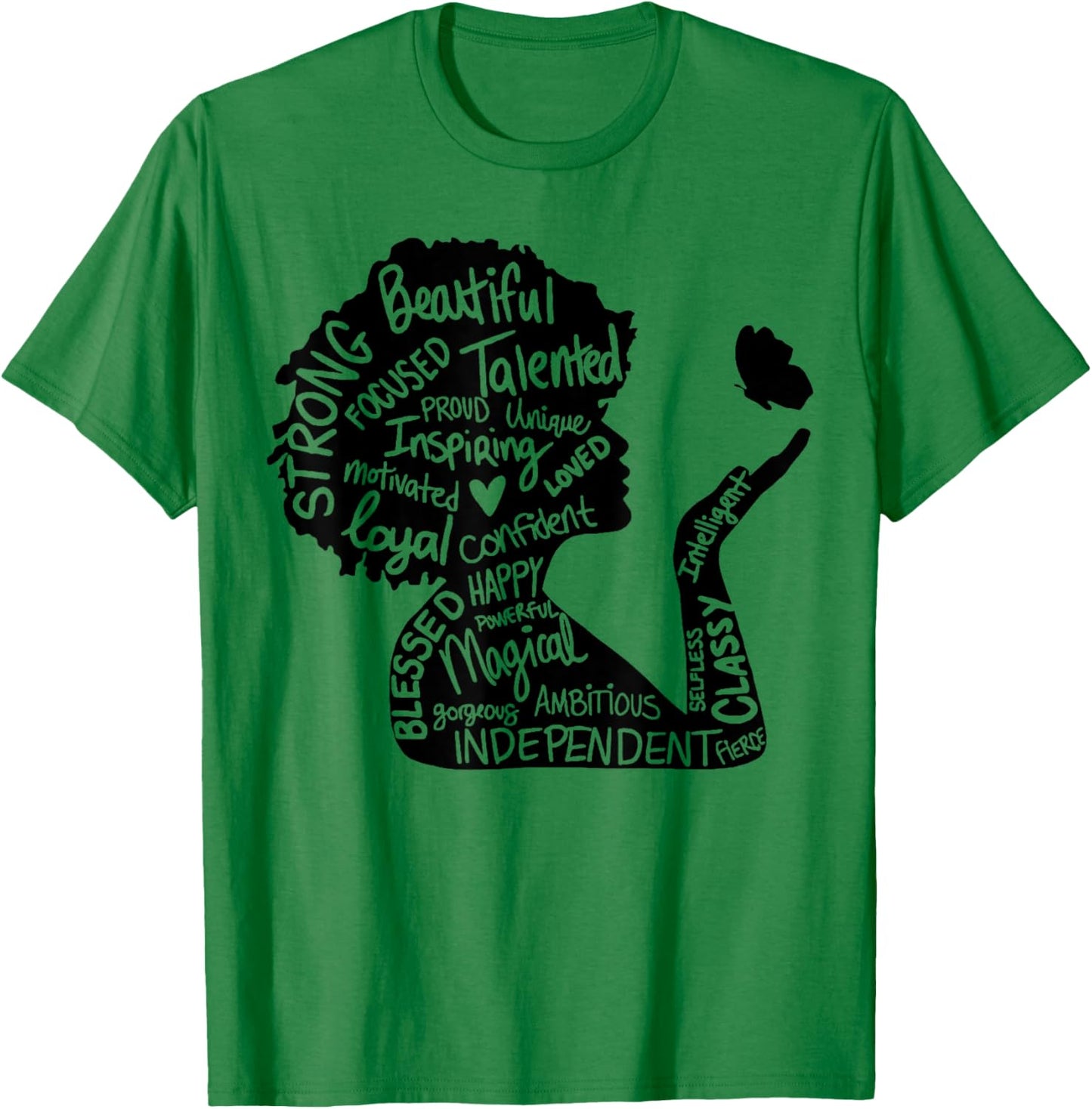 Powerful Afro Woman Afrocentric Black African American T-Shirt - T-Shirt | Irish Green