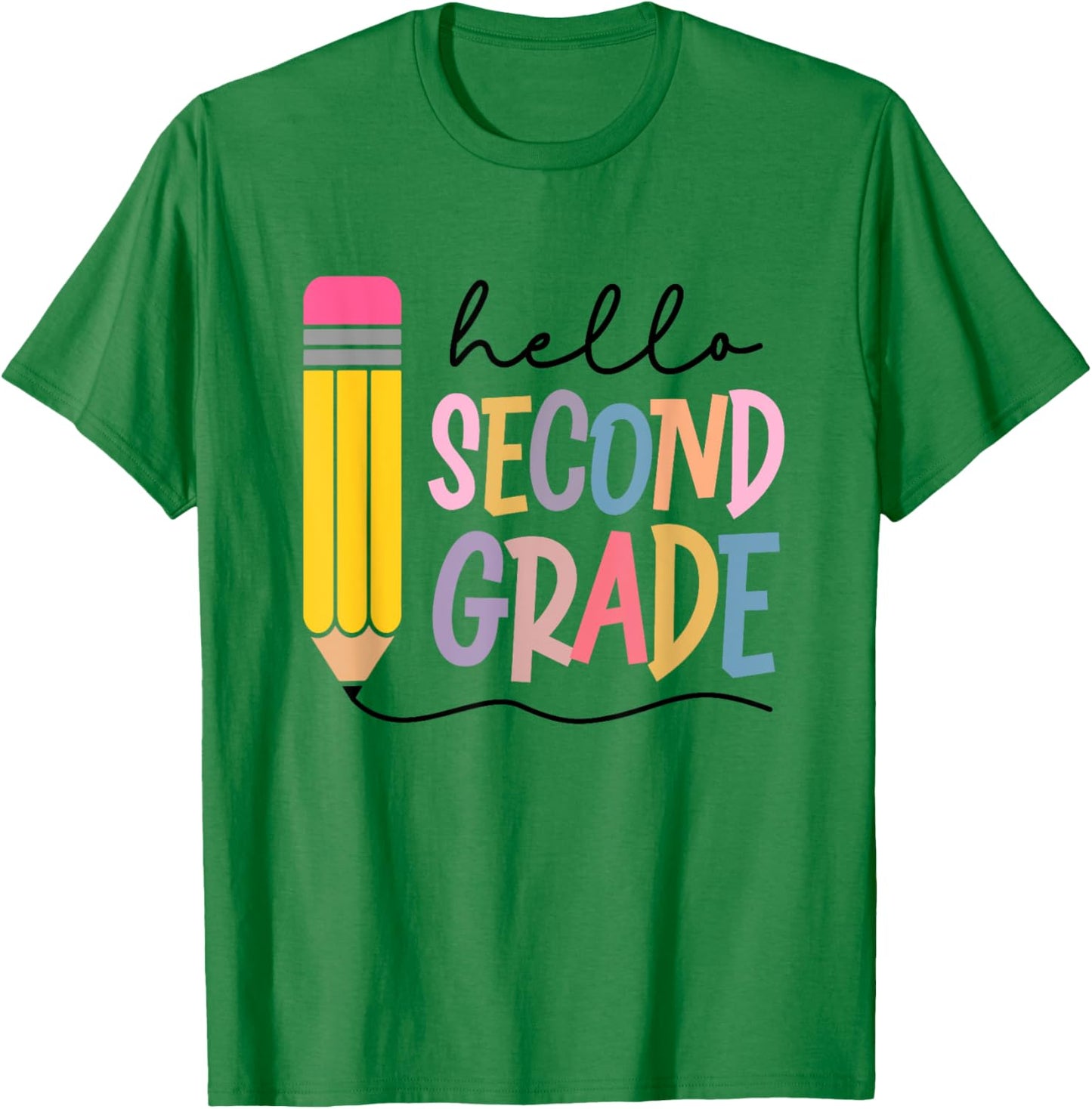 Hello Second Grade Team 2nd Grade Teacher Squad Graduation T-Shirt - T-Shirt | Irish Green