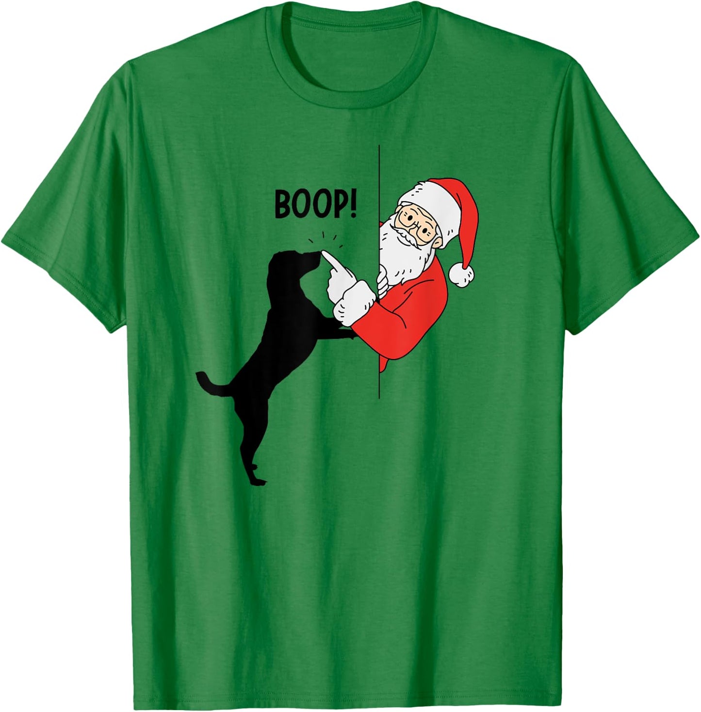 Funny Christmas Santa Booping Dog's Nose Santa Dog Boop Gift Women Kids T-Shirt - T-Shirt | Irish Green