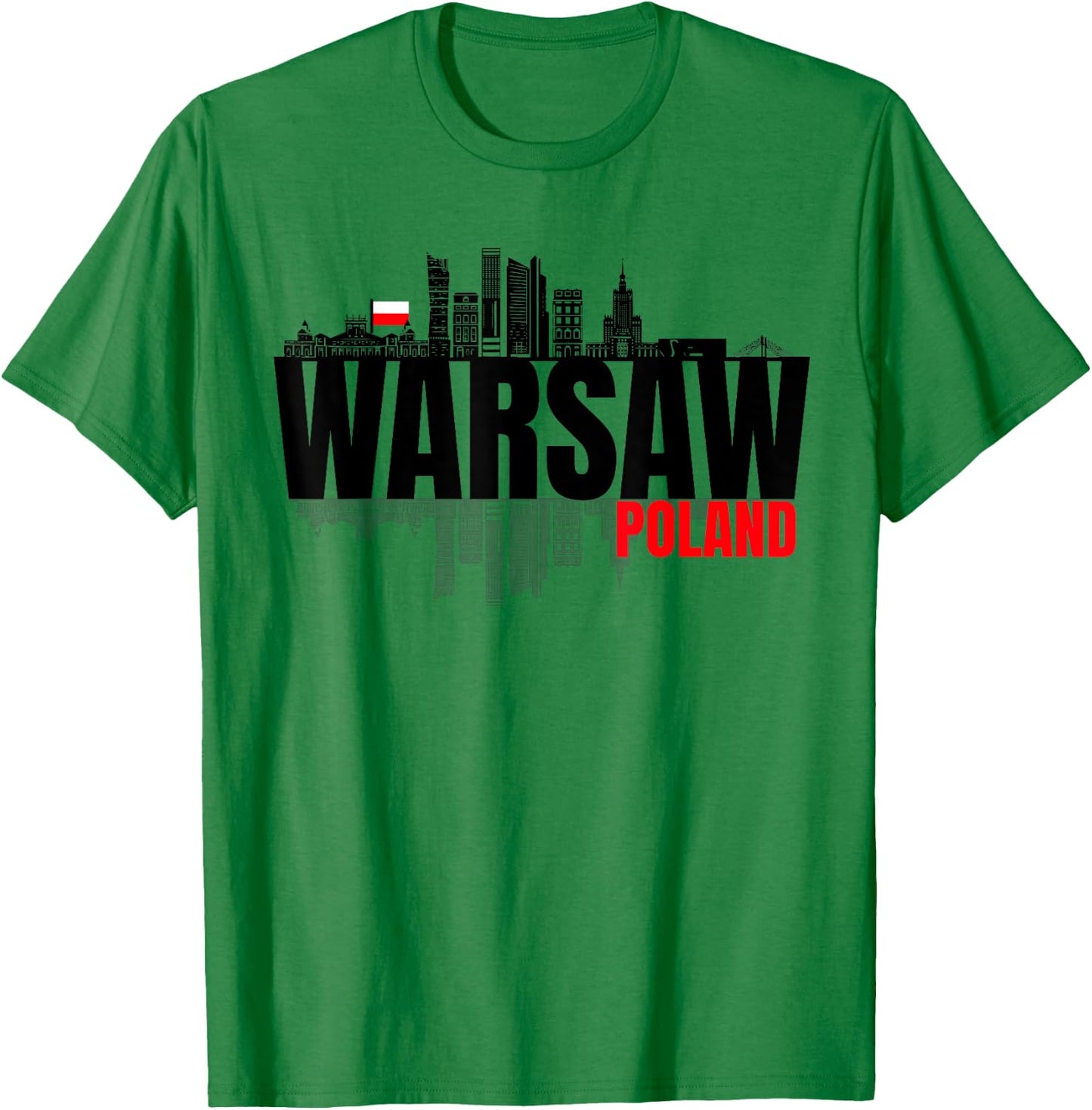 Warsaw Poland Skyline Warszawa Polska Polish Roots Fest GIft T-Shirt - T-Shirt | Irish Green
