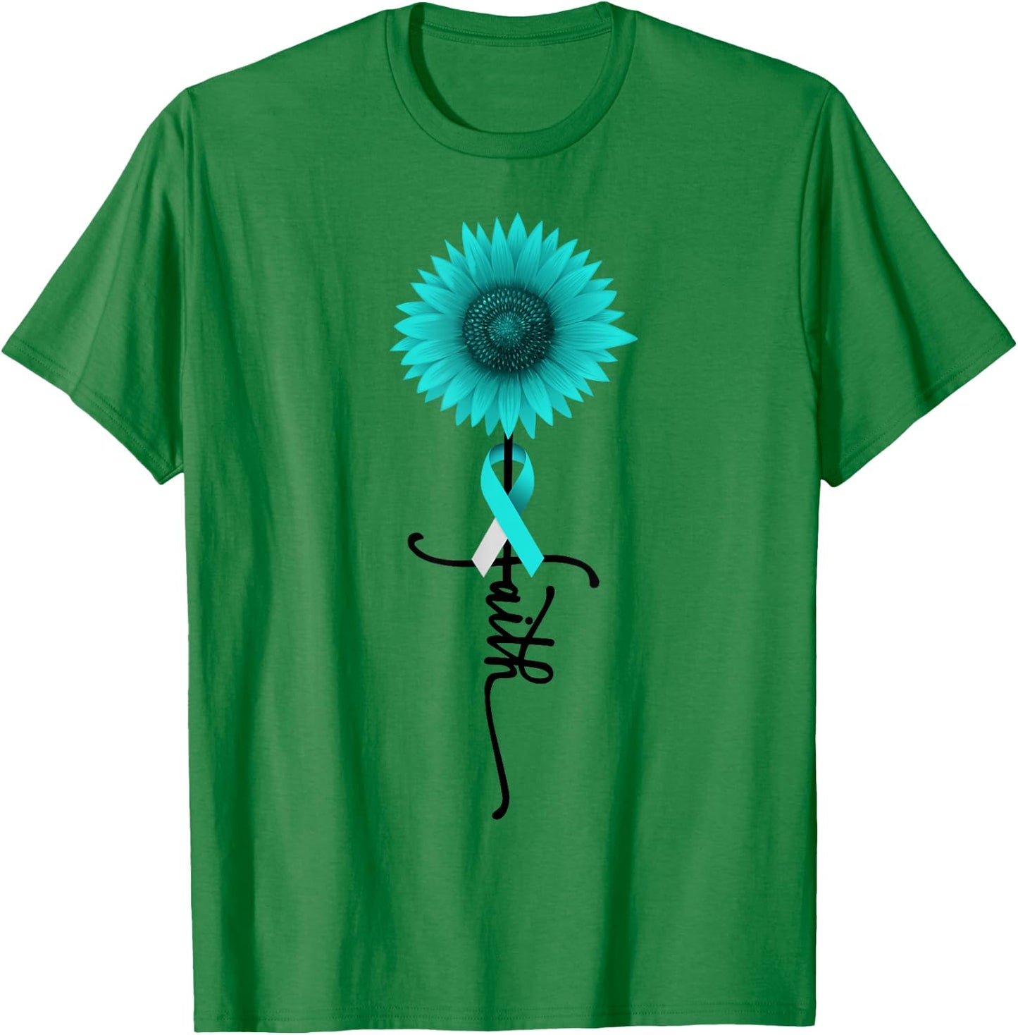 Cervical Cancer Sunflower Faith Cervical Cancer Awareness T-Shirt - T-Shirt | Irish Green