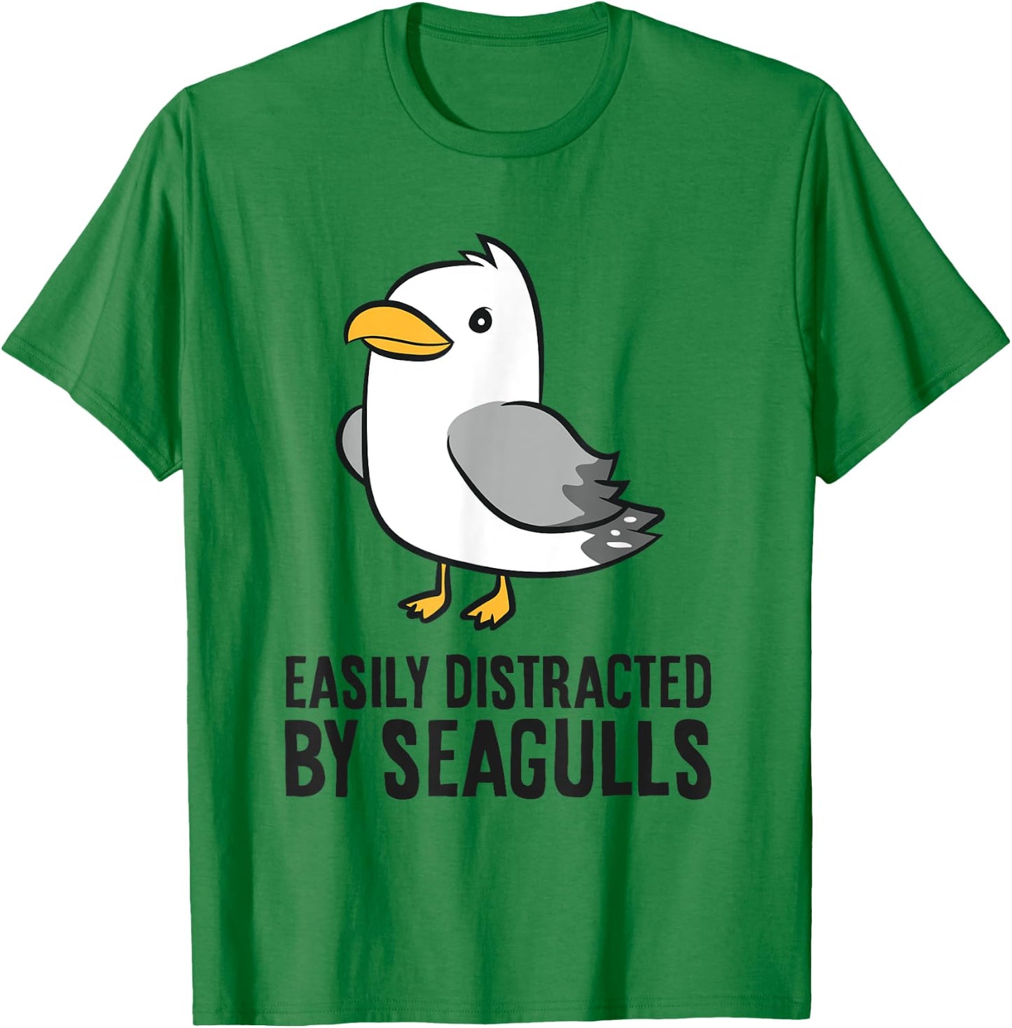 Easily Distracted By Seagulls Funny Seagull Lover T-Shirt - T-Shirt | Irish Green