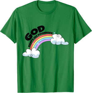 God Keep His Promises Christian Rainbow Religious Faith T-Shirt - T-Shirt | Irish Green