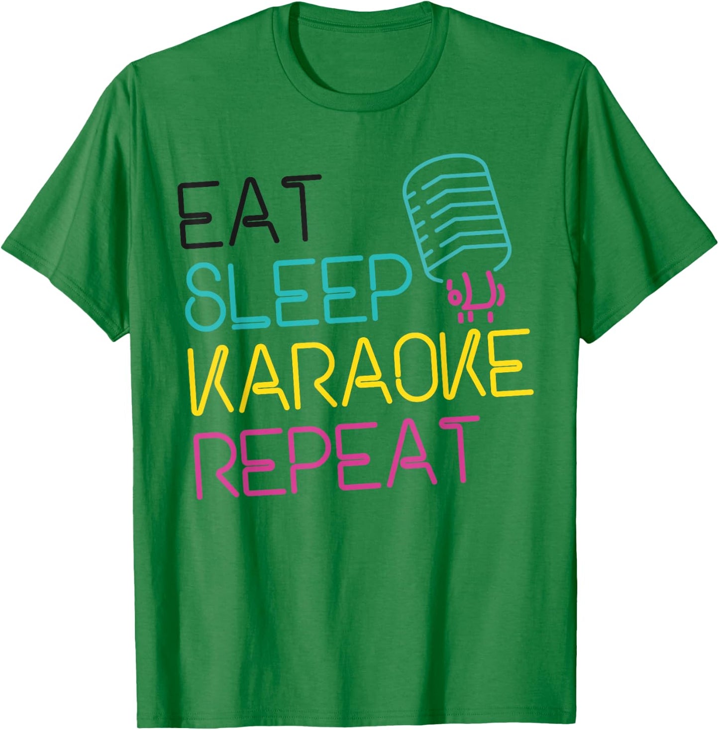 Karaoke Singer 80s Retro Eat Sleep Karaoke Repeat T-Shirt - T-Shirt | Irish Green